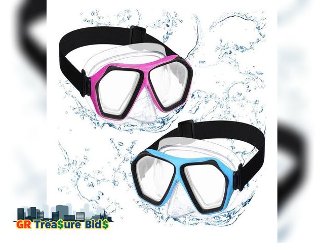 Lot 111-57628 - Fabbay 2 Pcs Adult Swimming Goggles with Nose Cover Diving Mask Elastic Strap Anti Fog Swim Snorkel ...