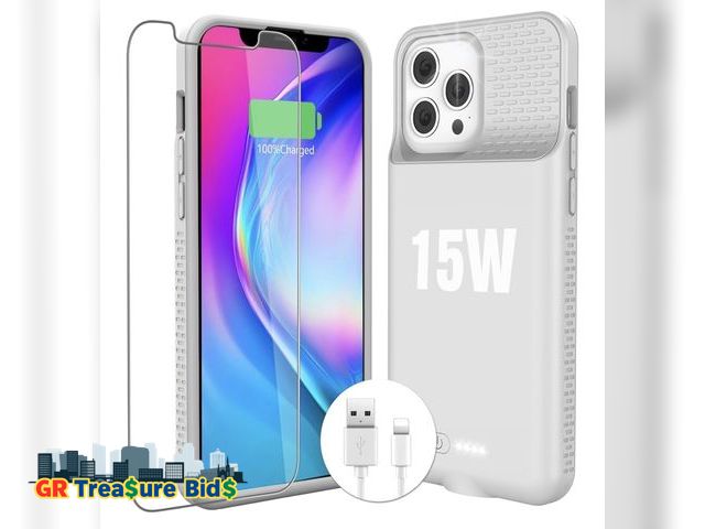 Lot 111-86308 - KKD Charging Case for iPhone 12 Pro Max,15W Fast Charging Real 8000mAh Smart Battery Charger Case wi...