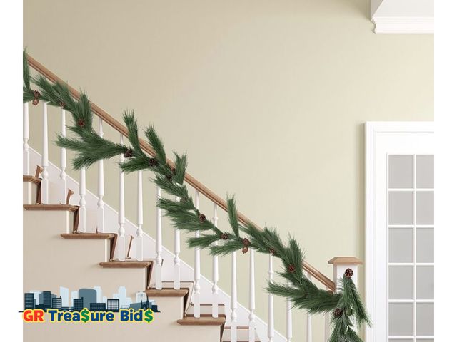 Lot 111-64147 - Jutom 13.2ft Christmas Deluxe Norfolk Pine Garlands Artificial Long Needle Pine Cone Garland Realist...