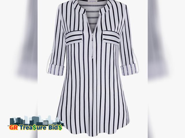 Lot 111-17810 - New Bulotus Womens Summer Tops Fashion 2024 Collared V Neck Business Casual Tops Short Sleeve Dressy...
