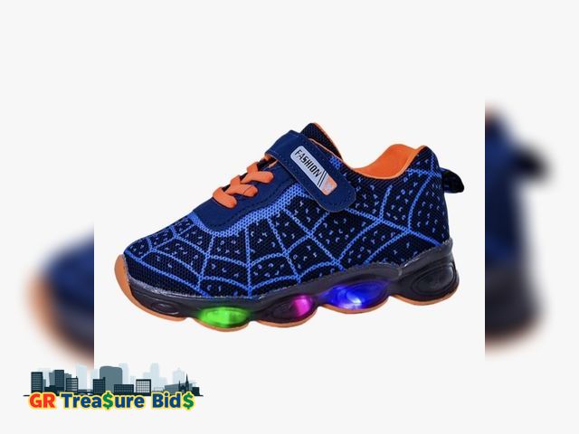 Lot 111-65532 - 2 big kid RAYCHY Children's Casual Shoes Boys Breathable Non-Slip Light Sneakers Unisex Luminous Sne...