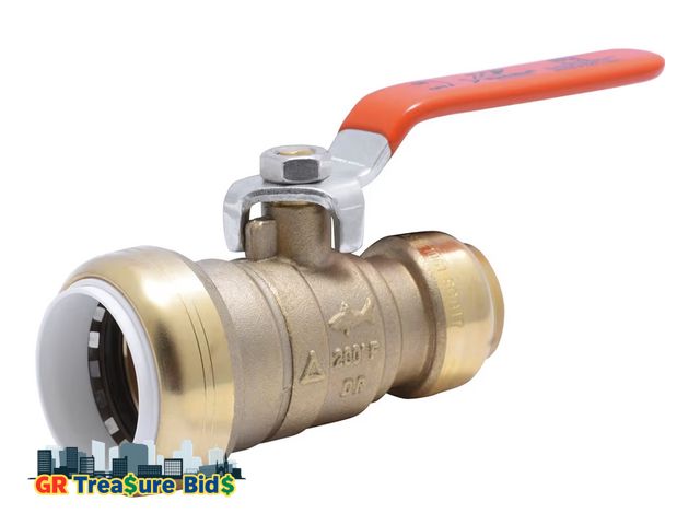 Lot 111-90890 - New SharkBite 1 Inch PVC x 3/4 Inch CTS Ball Valve, Push to Connect Brass Plumbing Fitting, PEX Pipe...