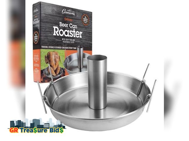 Lot 111-8627 - Camerons Deluxe Beer Can Roaster -Stainless Steel BBQ Grill Beer Can Chicken, and Veggie Roaster- Ba...