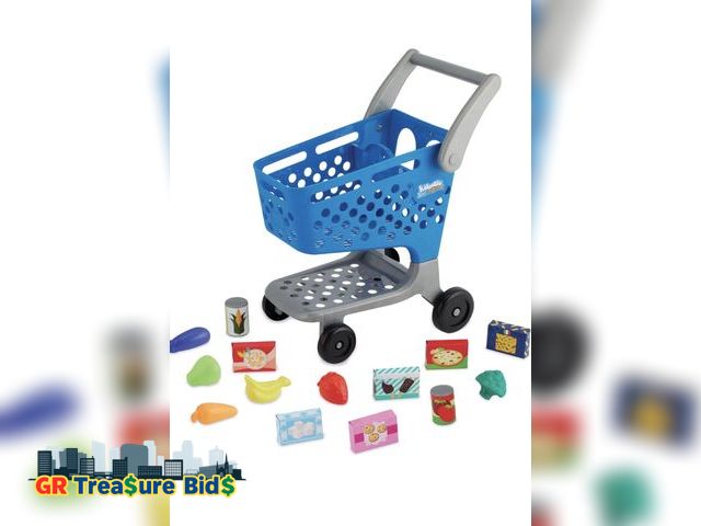 Lot 111-52081 - Play food  Just Imagine Shopping Cart Playset Age 2+ Pretend Play Kitchen Food Grocery Cart 10 piece...