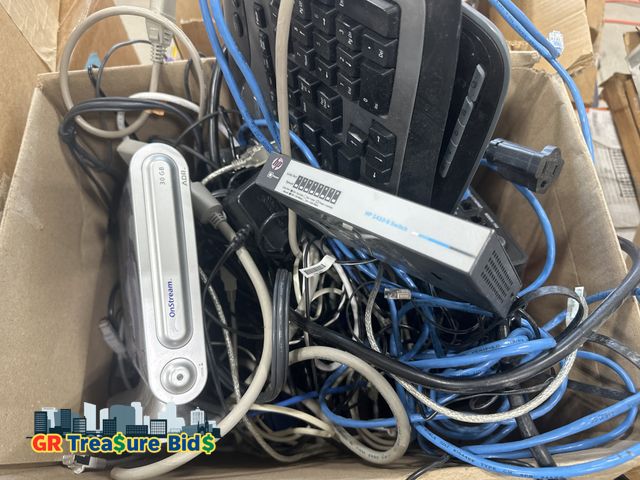 Lot 111-73526 - Mixed Electronics Lot – Keyboards, Cables, HP 1410-8 Switch &amp; OnStream 30GB Drive
