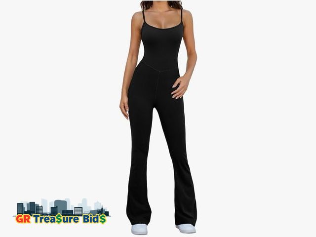 Lot 111-62251 - New Neufigr Sleeveless Flare Jumpsuits for Women Crew Neck Bodycon Wide Leg Full Length Sexy Backles...