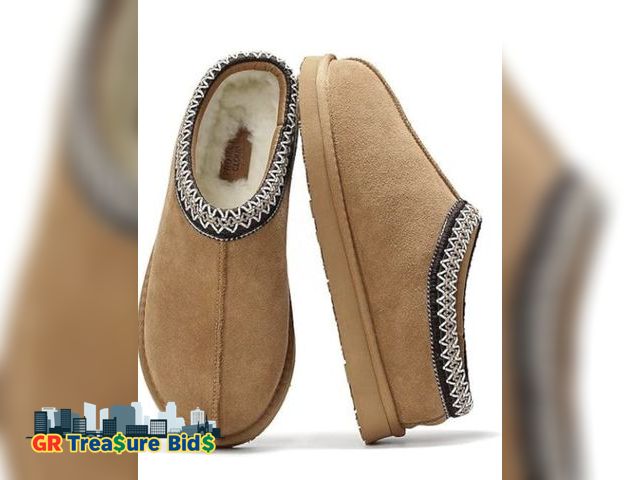 Lot 111-50215 - New Project Cloud Mens Slippers 100% Genuine Leather with Australian Shearling Lining &amp; Memory F...