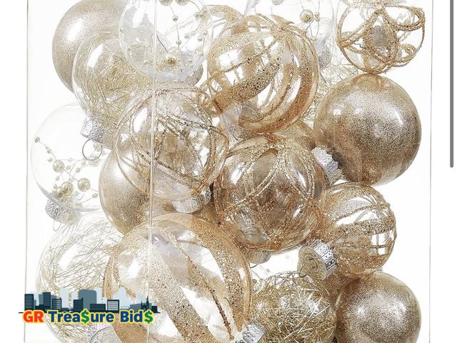 Lot 111-55684 - New Clear Christmas Ball Ornaments,24ct Shatterproof Plastic Decorative Christmas Ornaments Hanging ...