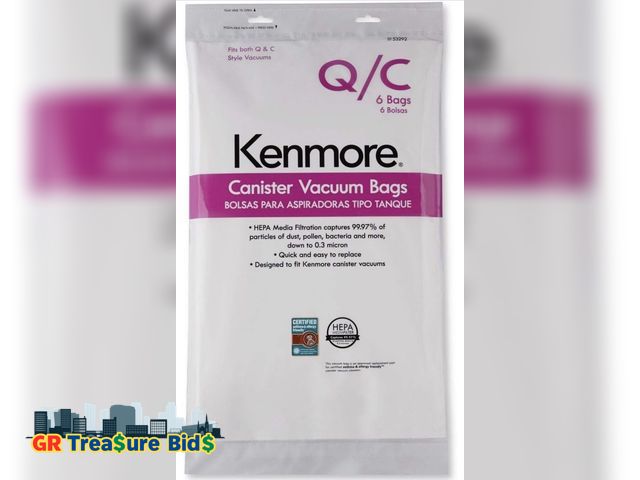 Lot 111-52255 - 6 pieces  New Kenmore Canister Vacuum Bags Type Q &amp; C (6 bags)