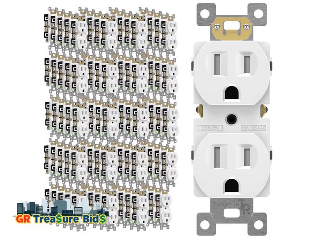 Lot 111-83673 - Lever Edge™ 15 Amp Duplex Receptacle/Outlet, Commercial Grade, 10 Pack