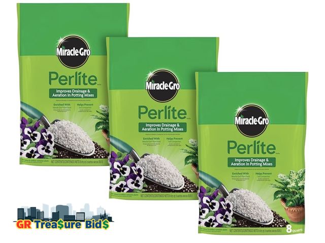 Lot 111-25306 - Miracle-Gro Perlite, Enriched with Plant Food, Improves Drainage and Aeration in Potting Mixes, For ...