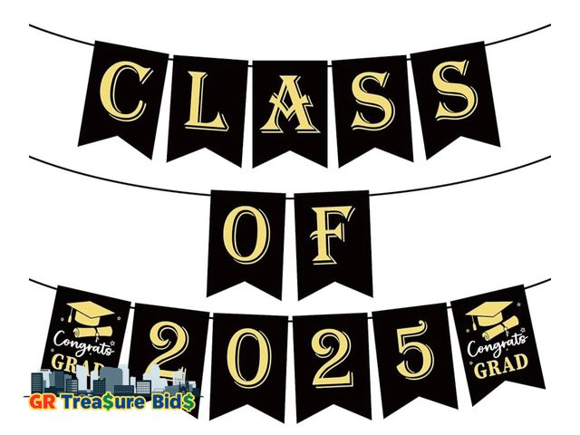 Lot 111-4672 - OHOME Graduation Decorations Banner Class of 2025-2025 Graduation Party Decorations - Black Backdrop...