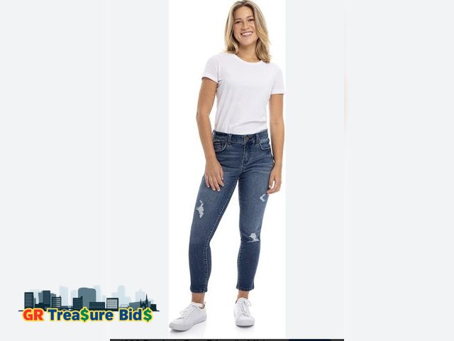 Lot 111-50235 - New Girls skinny jeans , mod rise fit stretch denim adjustable waistband size XL (14/16)