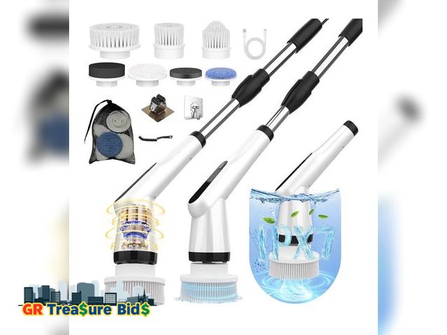 Lot 111-82982 - New Electric Spin Scrubber, Dreazu IPX7 Shower Scrubber with 7 Replaceable Brush Heads &amp; Retract...