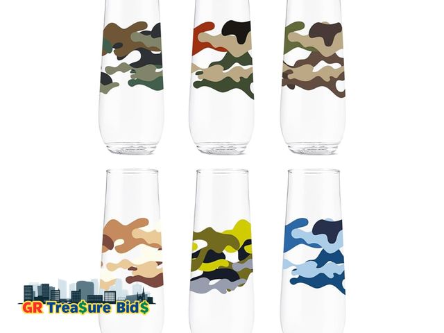 Lot 111-22566 - TOSSWARE POP 9oz Flute Camo Series, SET OF 6, Premium Quality, Recyclable, Unbreakable &amp; Crystal...