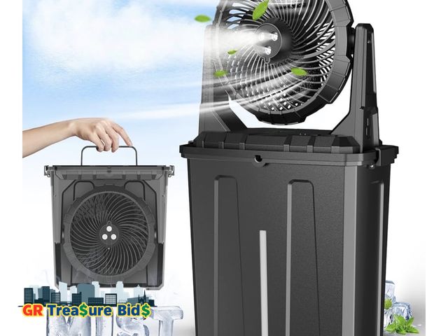 Lot 111-91245 - NEW  9L Bucket Portable Misting Fan for Outdoors Patios - 10IN, 20000mAh Rechargeable Battery Operat...