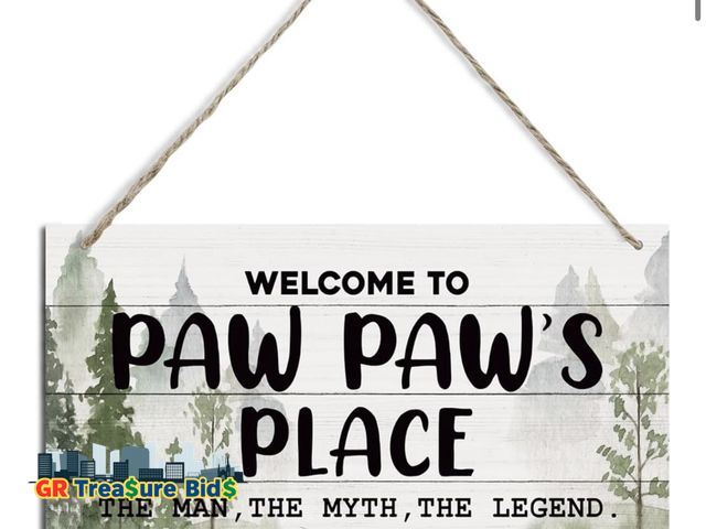 Lot 111-53760 - Rustic Decor Sign, Vintage Style Welcome to Paw Paw's Place Decor Sign, Welcome Decor Sign, Hanging ...