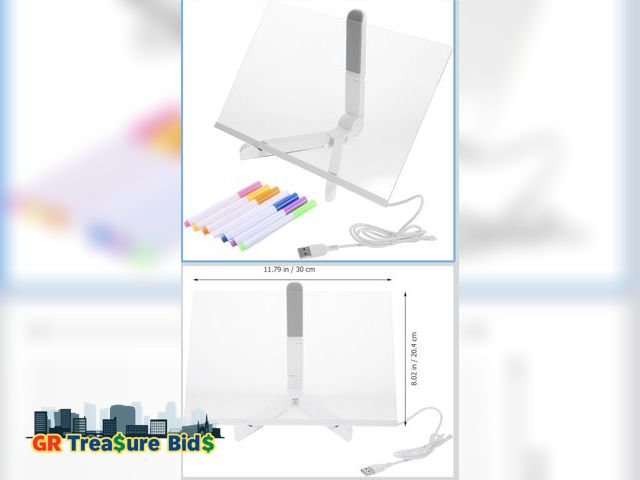 Lot 111-5072 - New USB Luminous Writing Board - Clear Acrylic Erasable Message Board with 7 Colorful Markers for Ho...