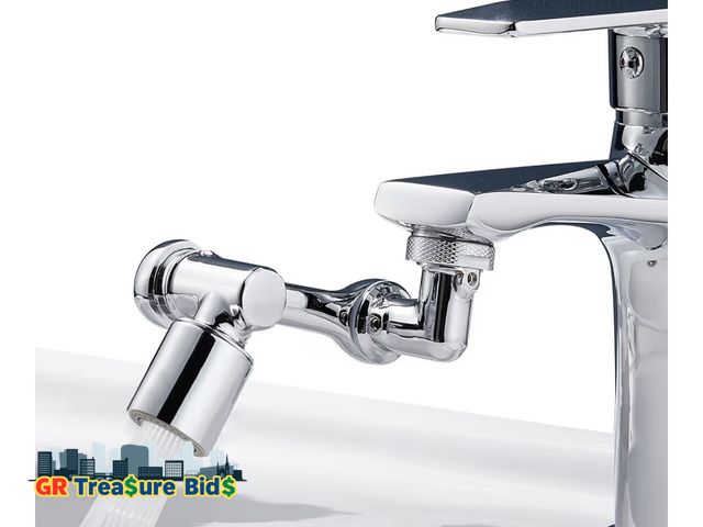 Lot 111-70746 - New 1080°Swivel Faucet Extender, Sink Water Faucet Aerator Extension in Brass, Swivel Robotic Arm Ba...