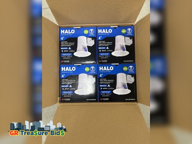 Lot 111-27786 - New Cooper halo EZ-TRIM 4” Halo 4 packs-of Cooper Lighting Solutions Halo CEZ6126E26WBICAT 6” EZ-Tri...