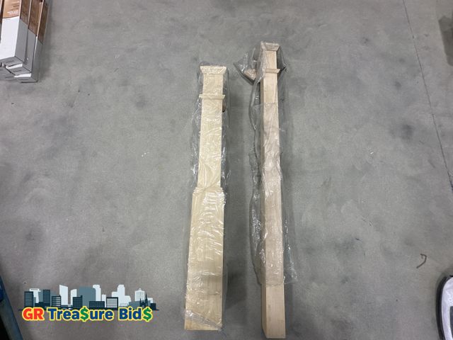 Lot 111-84330 - Wood Newel Posts – 67" &amp; 56"

Description:
Lot includes two unfinished decorative wood stair new...