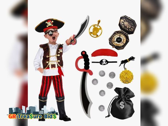 Lot 111-39257 - Joy Bang Pirate Costume Kids, Toddler Halloween Costumes for Boys Girls Dress up Cosplay Pretend Rol...