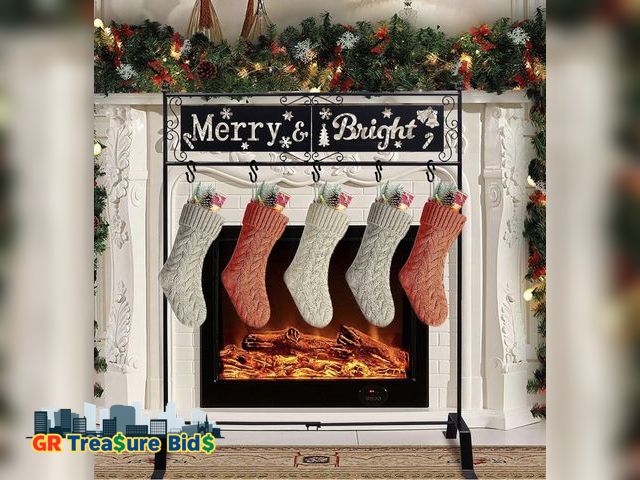 Lot 111-51271 - YEAHOME Christmas Stocking Holder Stand, Merry Bright Metal Stocking Stand with Openwork Snowflake P...