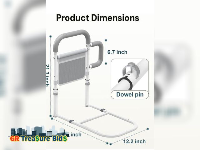 Lot 111-52142 - New Metal Bed Rails for Elderly Adults Safety, with Double Non-Slip Handle &amp; Storage Pouch, Fits...