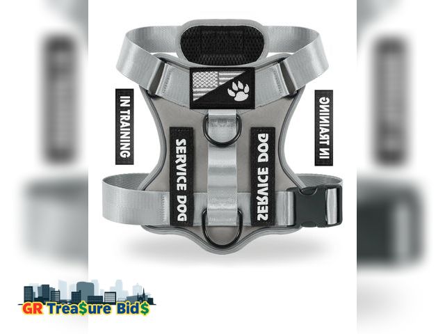 Lot 111-81756 - New Demigreat Service Dog Harness, Reflective Dog Vest Harness with 5 PCS Patches, Adjustable Soft O...