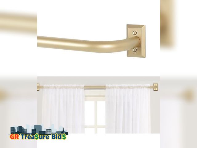 Lot 111-51272 - Gold Wrap Around Curtain Rods for Windows 48 to 90":Blackout Heavy Duty Adjustable Curtain Rod Room ...