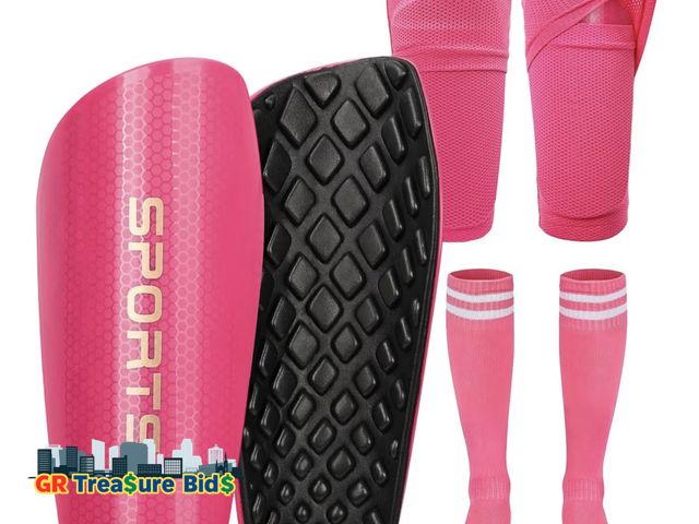 Lot 111-64307 - New Soccer Shin Guards for Kids Youth, Toddler Shin Pads with Sleeves and Long Soccer Socks for Age ...