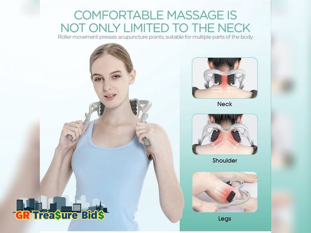 Lot 111-90367 - Neck Massager for Pain Relief Deep Tissue, Handheld Massager with 8 Balls Massage Point, Cervical Sp...