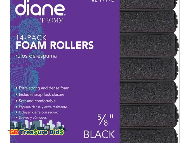 Lot 111-89592 - New Diane Foam Rollers, Black, 5/8", 14/bag (3 packs).