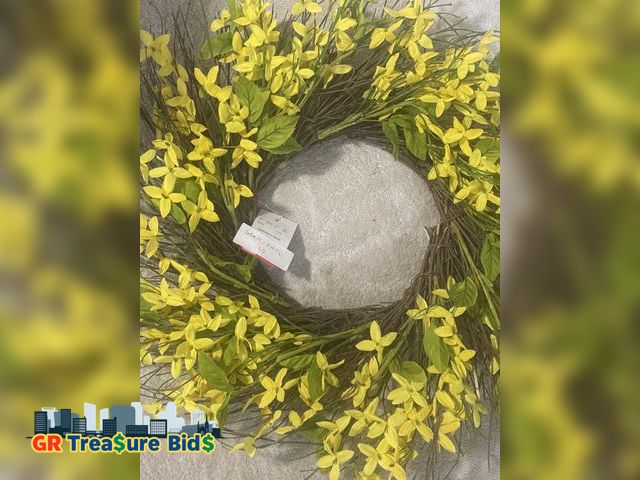 Lot 111-51351 - Artificial Peony Wreath Artificial Silk Flower Peony Wreath Peony Wreath Rose Floral Twig Wreath Fro...