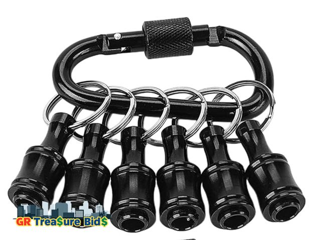 Lot 111-86014 - Upgrade 6Pcs Bit Holder With Black Carabiner 1/4 inch Hex Shank Aluminum Alloy Screwdriver Bits Hold...