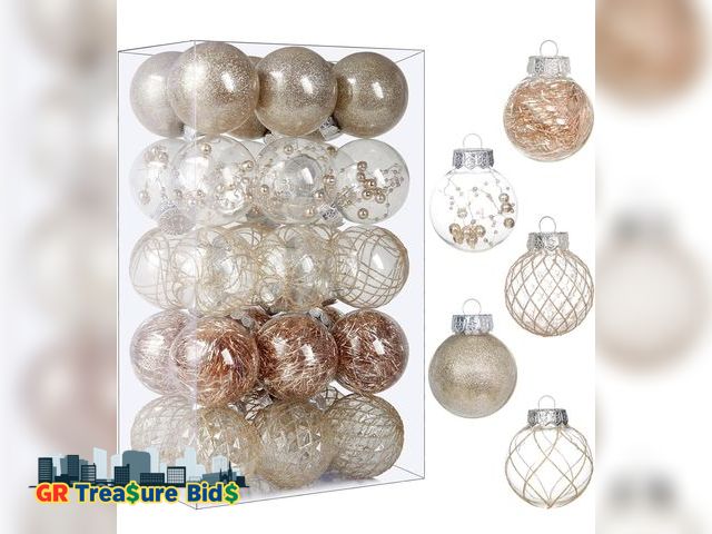 Lot 111-74707 - New Clear Plastic Christmas Ball Ornaments, 30ct 2.36 Inch Champagne Balls for Tree Decoration - Sha...