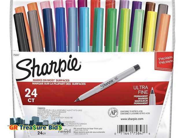 Lot 111-93472 - Sharpie Permanent Markers, Ultra Fine Point, Assorted Colors, 24 Count