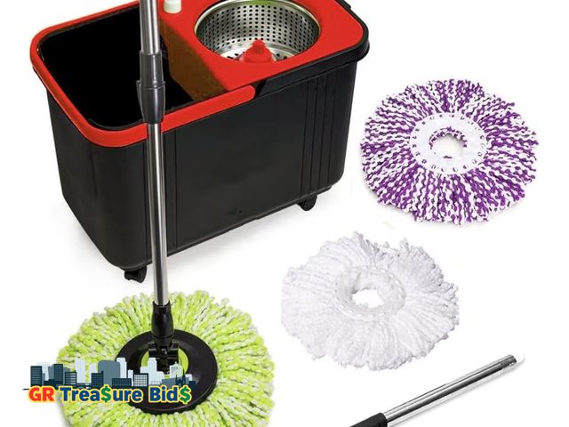 Lot 111-46992 - Simpli-Magic 360° Spin Mop and Bucket with Wringer – without Washable Heads, Soap Dispenser – Spinni...