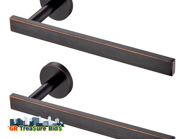Lot 111-4622 - NEW Bath Towel Rings Bathroom Towel Holder Modern Small Hand Towel Bars 2 Pack Stainless Steel Wall ...