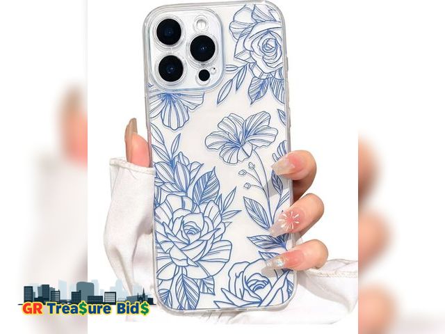 Lot 111-30232 - NITITOP Compatible with iPhone 15 Pro Max Case Cute Clear Blue Floral Flower Pattern for Girls Women...