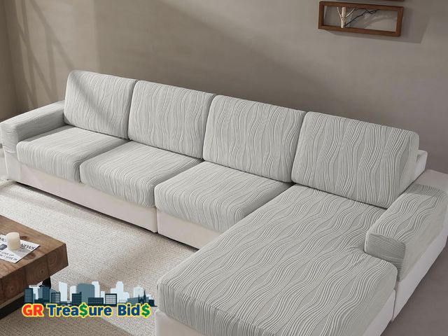 Lot 111-52608 - New Anaracho velvet stretch Couch Cushion Covers, Washable Stretch Stripe Sofa Covers for 1 Cushion ...