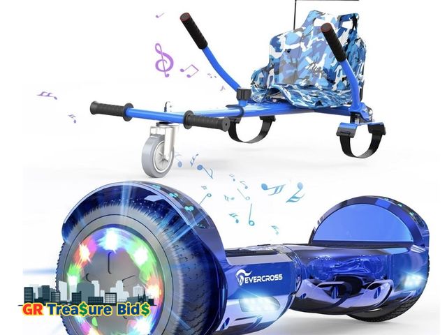 Lot 111-72662 - New EVERCROSS Hoverboard for Adults with Seat Attachment, 6.5 In., Self Balancing Scooter with Bluet...