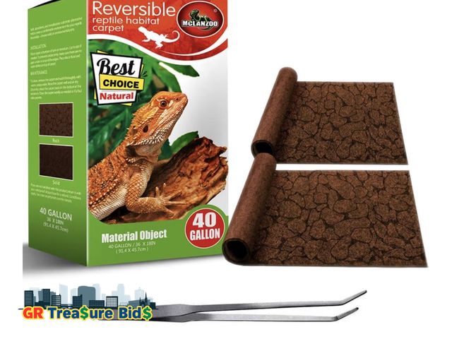 Lot 111-46772 - New Reptile Carpet 40 Gallon 2 Pack for Bearded Dragon Tank Accessories,Enclosure Terrarium Liner Be...