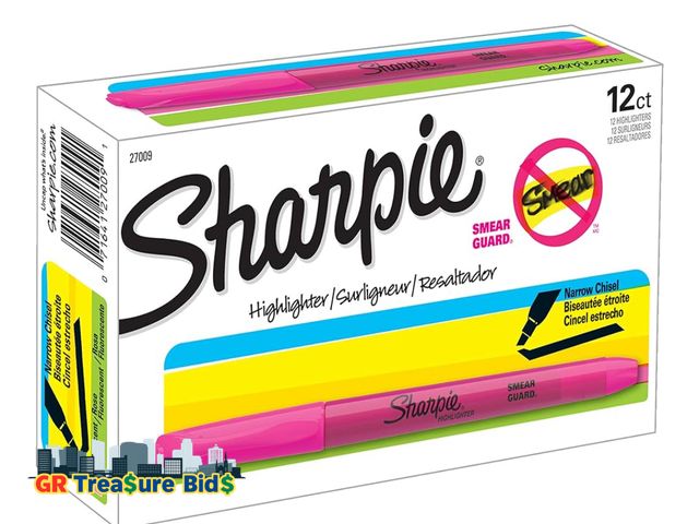 Lot 111-82408 - Sharpie Pocket Highlighters, Narrow Chisel Tip, Pink, 12 Count