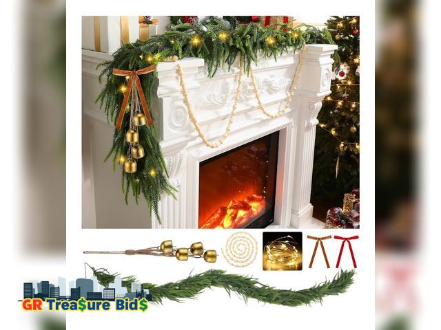 Lot 111-66950 - Daifunli 6 Pcs Christmas Norfolk Pine Garland Set 6 FT Artificial Pine Cedar Garland with Christmas ...