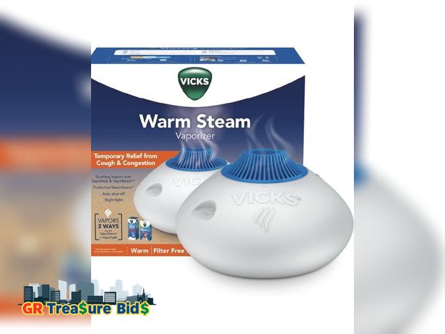 Lot 111-52316 - Vicks Warm Steam Vaporizer &amp; Humidifier 1.5 Gallon Tank for Small and Medium Rooms, Night Light,...