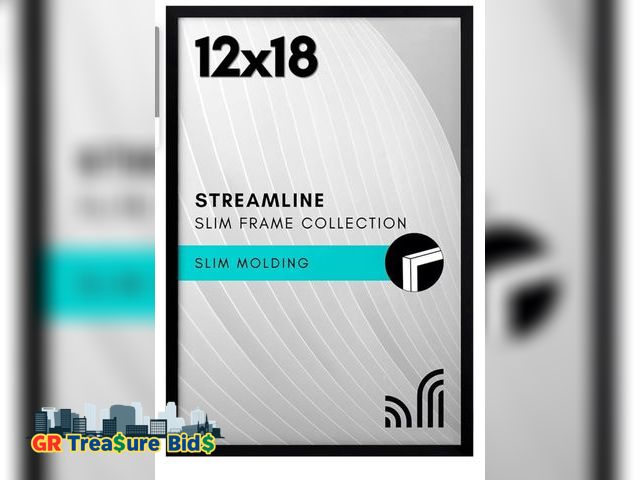 Lot 111-53198 - Americanflat 12x18 Poster Frame with Polished Plexiglass - Streamline Collection - Thin Border Pictu...
