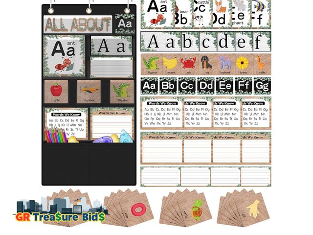 Lot 111-32368 - New Humyoun 18 x 33 Inch All About Letter Pocket Chart with 169 Cards Back to School Letter of The D...
