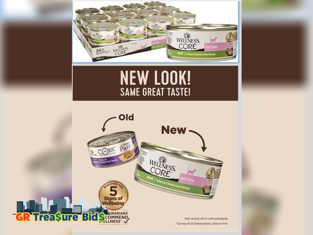 Lot 111-52348 - Wellness CORE Pate Kitten Canned Wet Cat Food, Natural, Protein Rich, Grain Free, Turkey and Chicken...