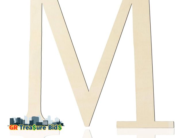 Lot 111-84657 - Large Wooden Letters 12 Inch Paintable Wood Letter M for Wall Decor, 1/5 Inch Thick Wooden Alphabet ...